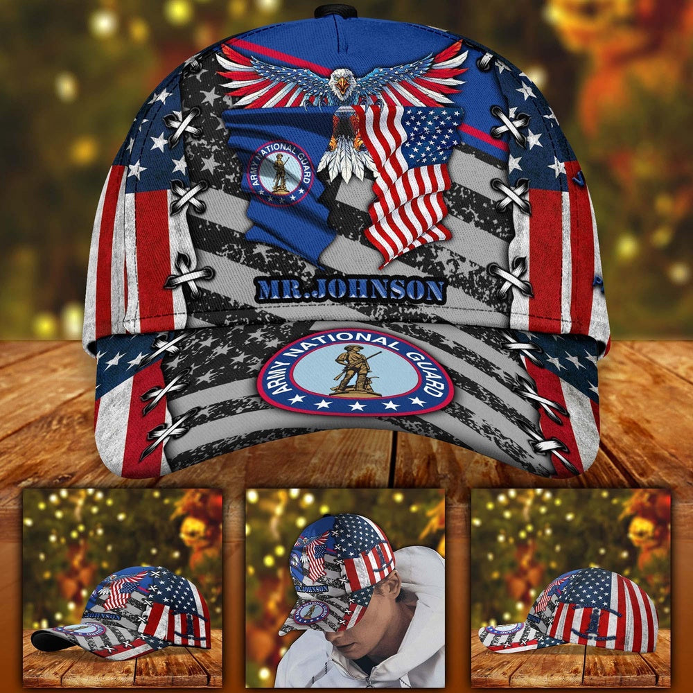 Veteran Cap, Us National Guard Military Veteran Cap Eagle American Flag Custom Classic Cap Trucker Hats Custom Hats Gifts For Men & Women