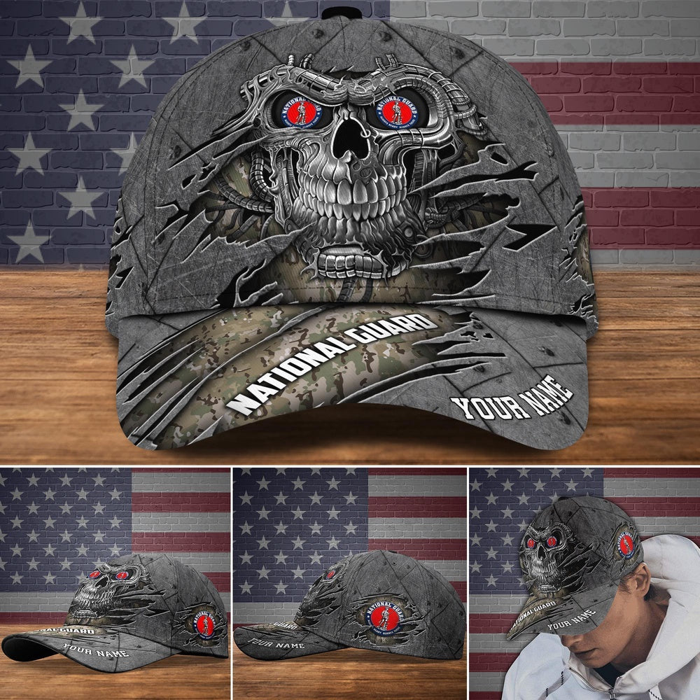 Veteran Cap, US National Guard Military Veteran Hat Cap, Custom Skull Cap, Gifts For Veteran Trucker Hats Custom Hats Gifts For Men & Women