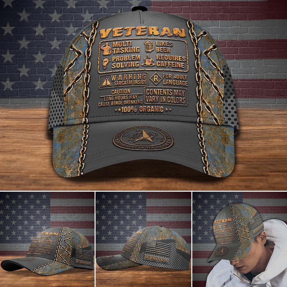 Veteran Cap, US Space Force Veteran Knowledge Cap Custom Cap Trucker Hats Custom Hats Gifts For Men & Women