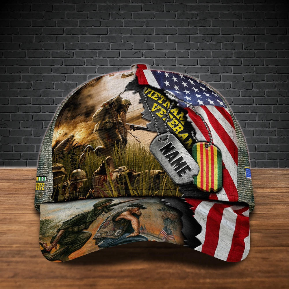 Veteran Cap, Vietnam Veteran Customized Vietnam Veteran Cap, Dog Tags, Gift For Vietnam Veteran, Custom Classic Cap Trucker Hats Custom Hats Gifts For Men & Women