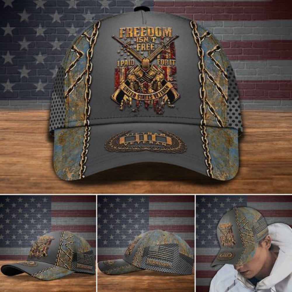Veteran Cap, Vietnam Veteran Freedom Isn't Free , I Paid For It Cap Custom Cap Trucker Hats Custom Hats Gifts For Men & Women