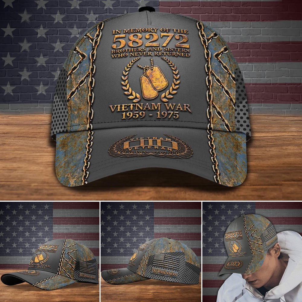 Veteran Cap, Vietnam Veteran In Memory Of The Brothers And Sisters Who Never Returned Cap Custom Cap Trucker Hats Custom Hats Gifts For Men & Women