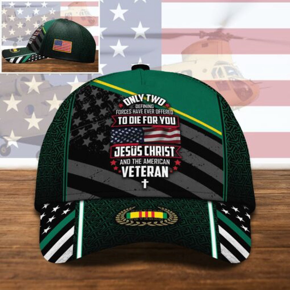 Veteran Cap, Vietnam Veteran Jesus Christ And The American Veteran Cap Trucker Hats Custom Hats Gifts For Men & Women