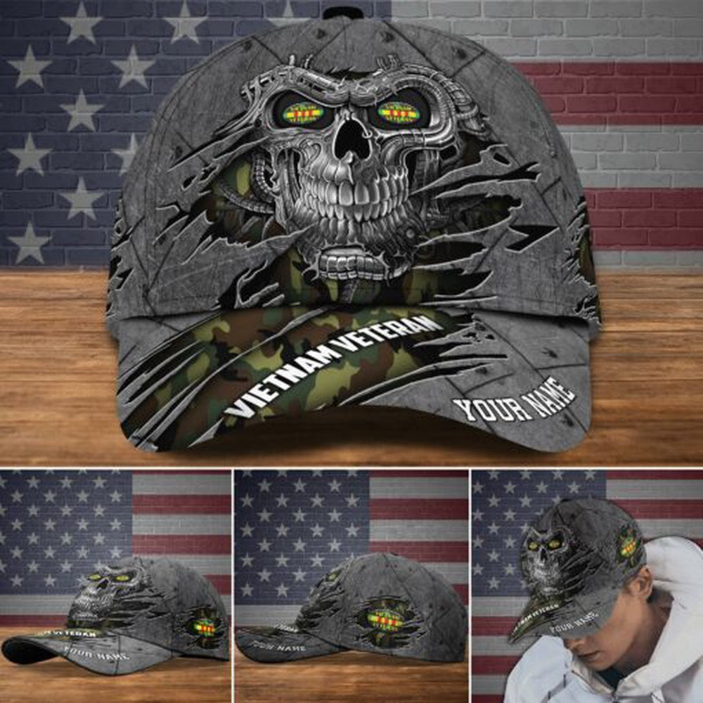 Veteran Cap, Vietnam Veteran Military Veteran Hat Cap, Custom Skull Cap, Gifts For Veteran Trucker Hats Custom Hats Gifts For Men & Women