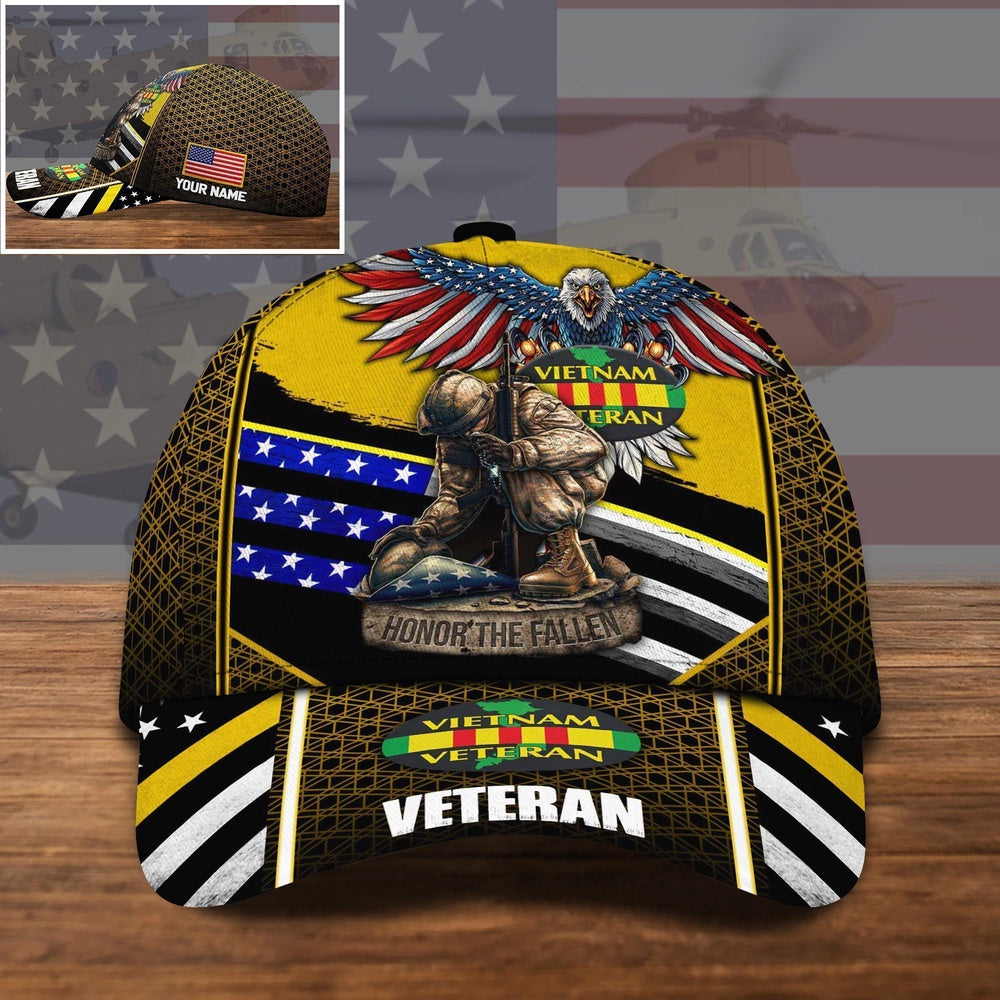 Veteran Cap, Vietnam Veteran Us Military Veteran Honor The Fallen Cap Custom Name Trucker Hats Custom Hats Gifts For Men & Women