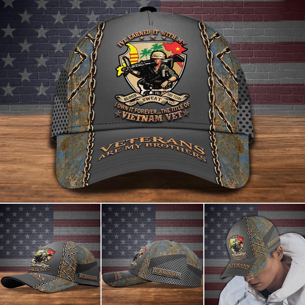 Veteran Cap, Vietnam Veteran Vietnam Veteran Hat Cap,Ive Earned It With My Blood Sweat And Tears Custom Cap Trucker Hats Custom Hats Gifts For Men & Women
