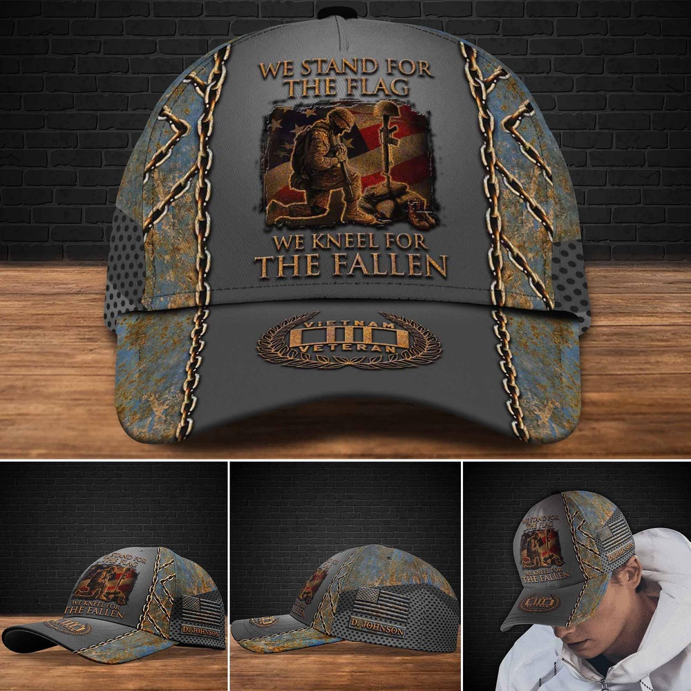 Veteran Cap, Vietnam Veteran We Stand For The Flag, We Knee For The Fallen Cap Custom Cap Trucker Hats Custom Hats Gifts For Men & Women