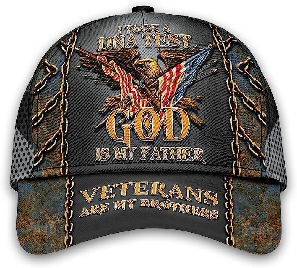 Veteran I Took A Dna Test And God Is My Father Baseball Cap Hat  Trucker Hats Custom Hats Gifts For Men & Women