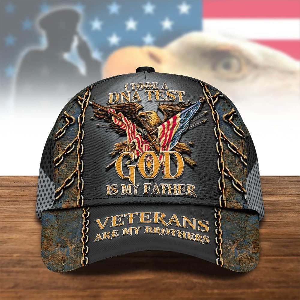 Veteran I Took A Dna Test And God Is My Father Baseball Cap Hat  Trucker Hats Custom Hats Gifts For Men & Women