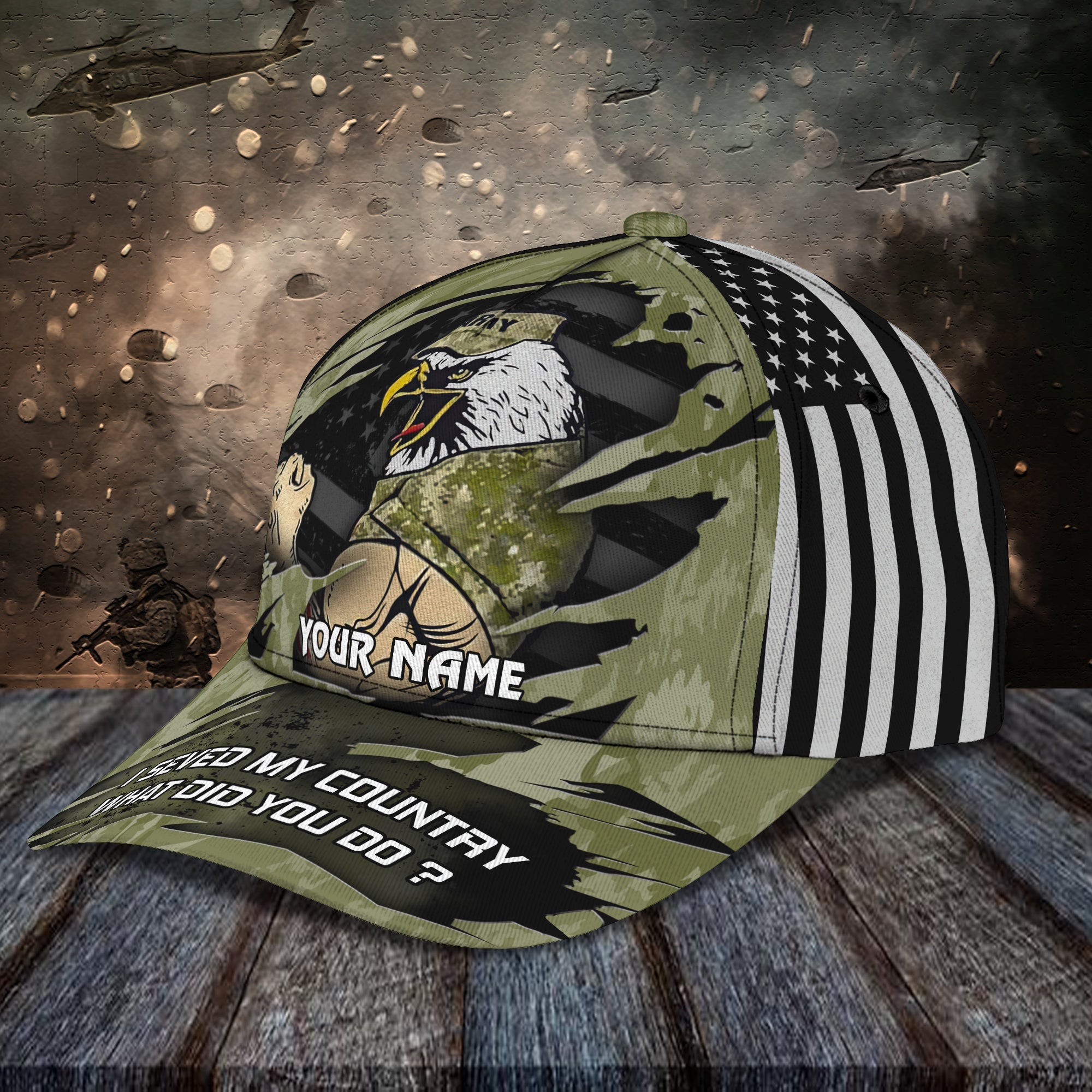Veteran Personalized Cap, I Served My Country What Did You Do 3D Hat For Veteran Trucker Hats Custom Hats Gifts For Men & Women