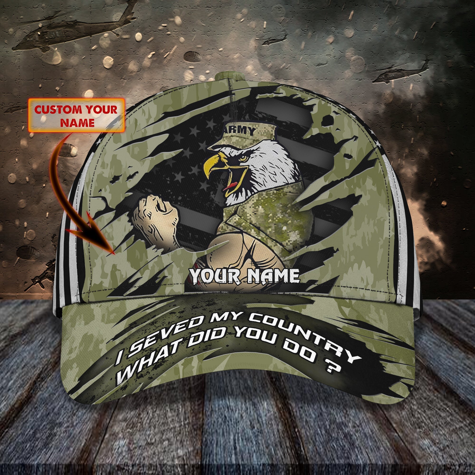 Veteran Personalized Cap, I Served My Country What Did You Do 3D Hat For Veteran Trucker Hats Custom Hats Gifts For Men & Women