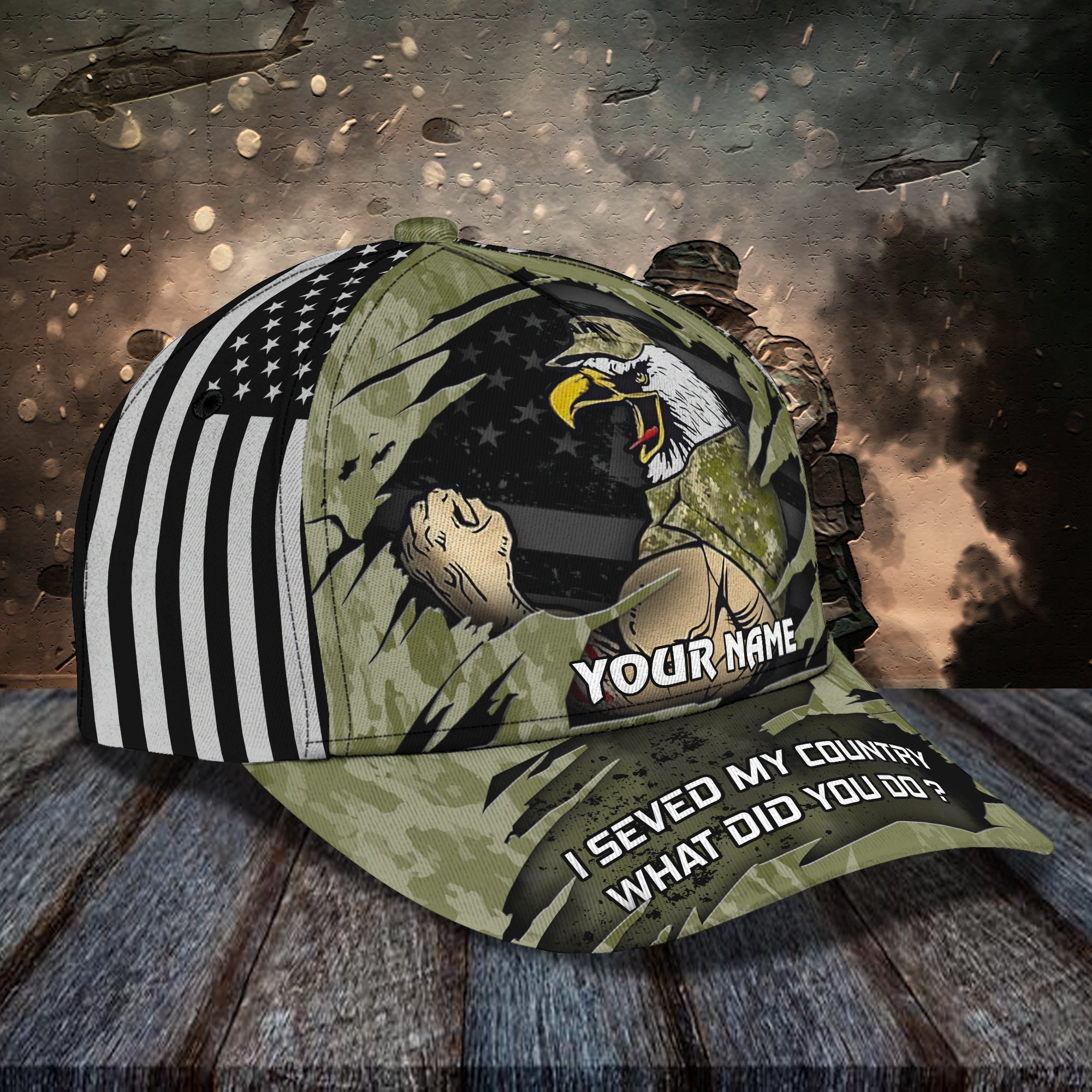 Veteran Personalized Cap, I Served My Country What Did You Do 3D Hat For Veteran Trucker Hats Custom Hats Gifts For Men & Women