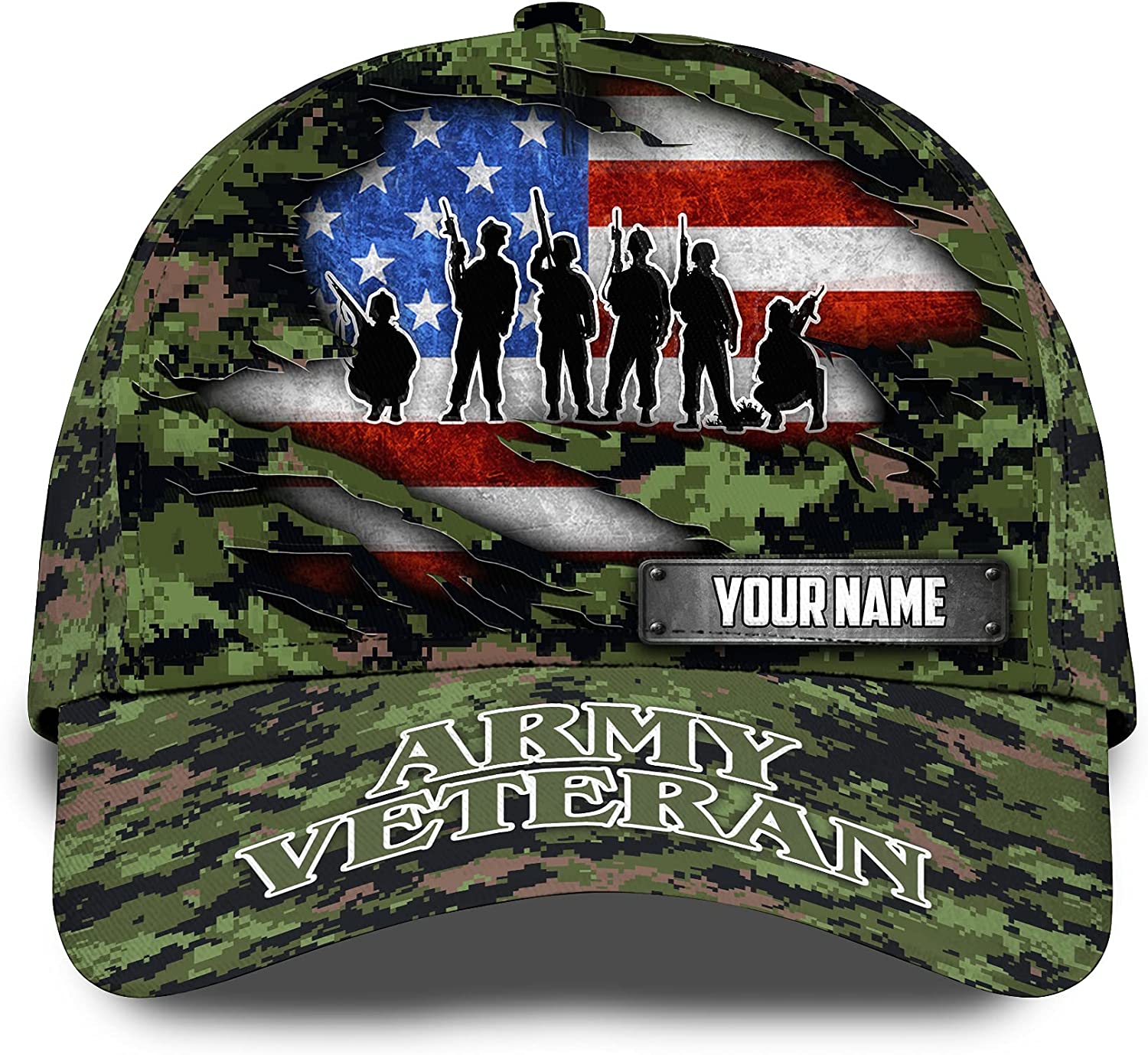 Veteran Personalized Custom Name Cap for American Patriots, Gift For Grandpa Dad Trucker Hats Custom Hats Gifts For Men & Women