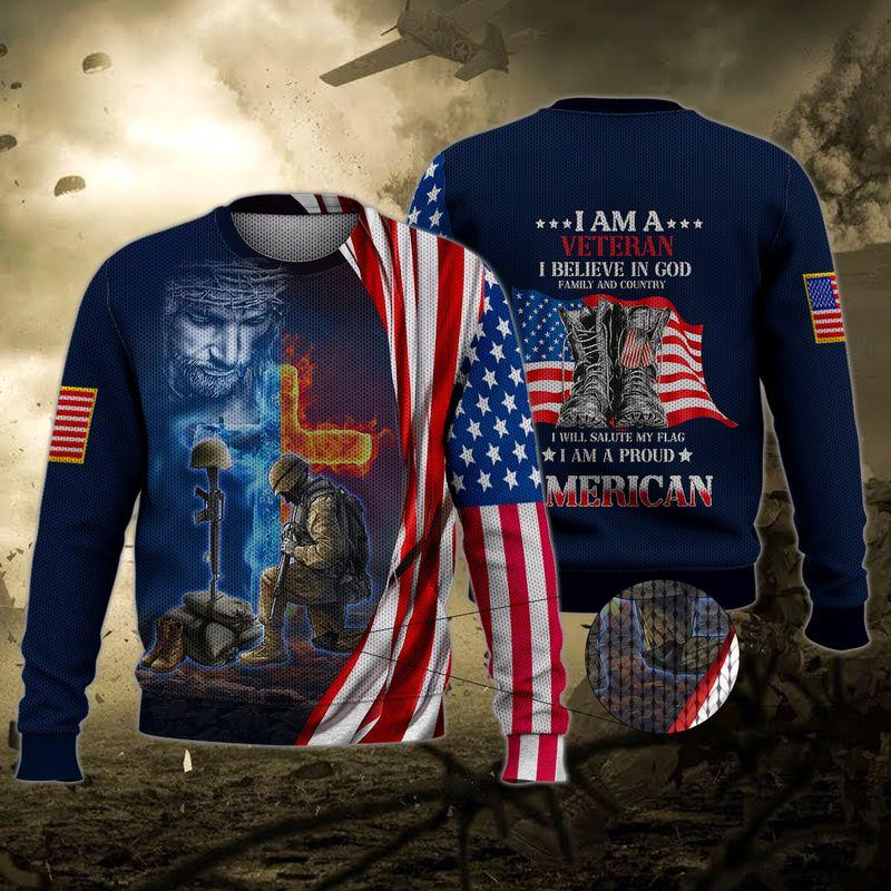 Veteran Ugly Christmas Sweater Adult 3D Funny Matching for family