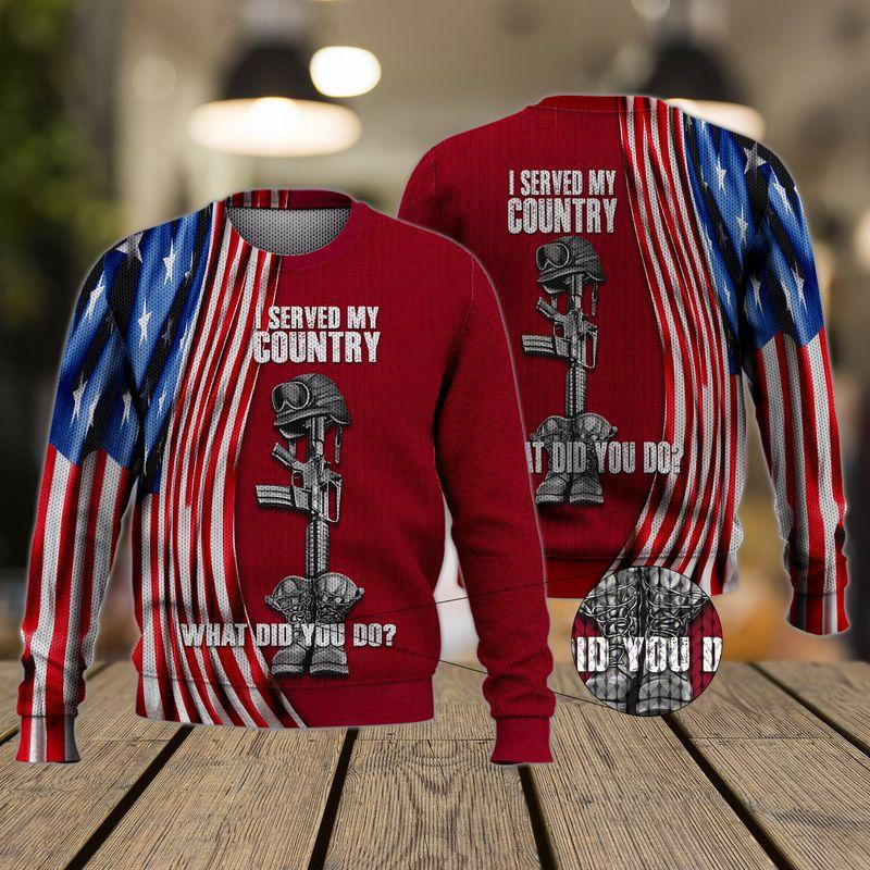 Veteran Ugly Christmas Sweater Adult 3D Funny Matching for family