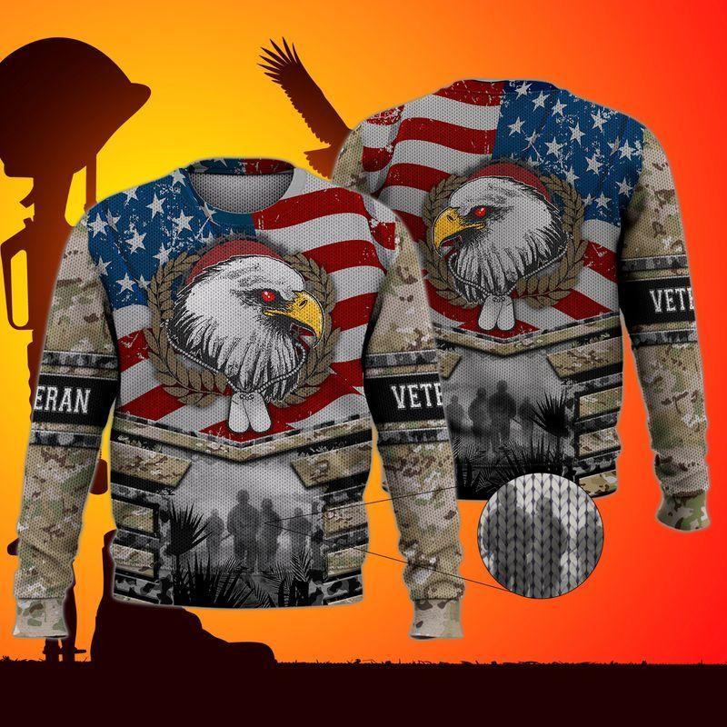 Veteran Ugly Christmas Sweater Adult 3D Funny Matching for family