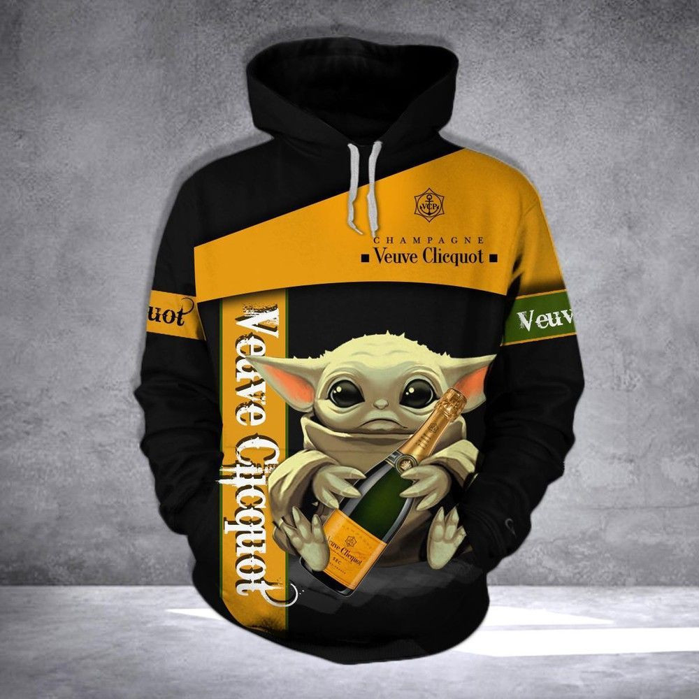 VEUVE CLICQUOT BABY YODA 3D All Over Print Hoodie, Zip Hoodie