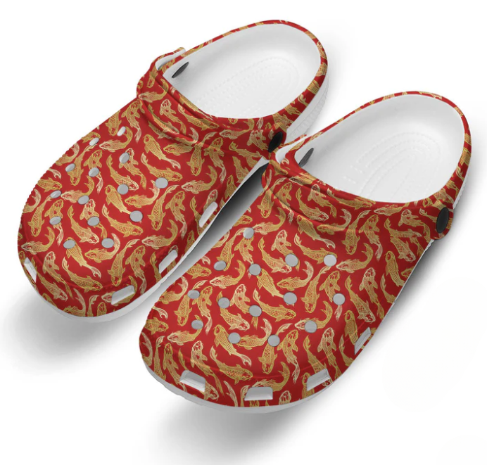 Vibrant Red Golden Koi Fish Crocs Crocband Clogs Shoes Comfortable For Men Women and Kids