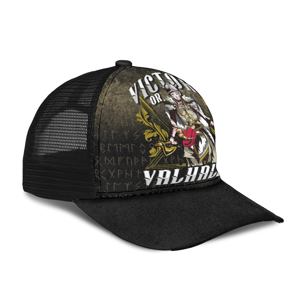 Victory Or Valhalla Norse Myth Viking Historical Mesh Back Cap Trucker Hats Custom Hats Gifts For Men & Women