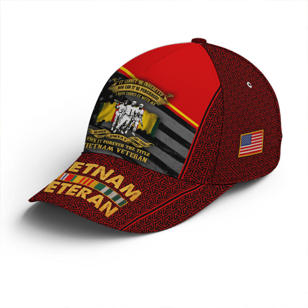 Vietnam Veteran Blood Sweet And Tears Baseball Cap Trucker Hats Custom Hats Gifts For Men & Women