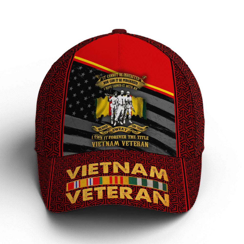 Vietnam Veteran Blood Sweet And Tears Baseball Cap Trucker Hats Custom Hats Gifts For Men & Women