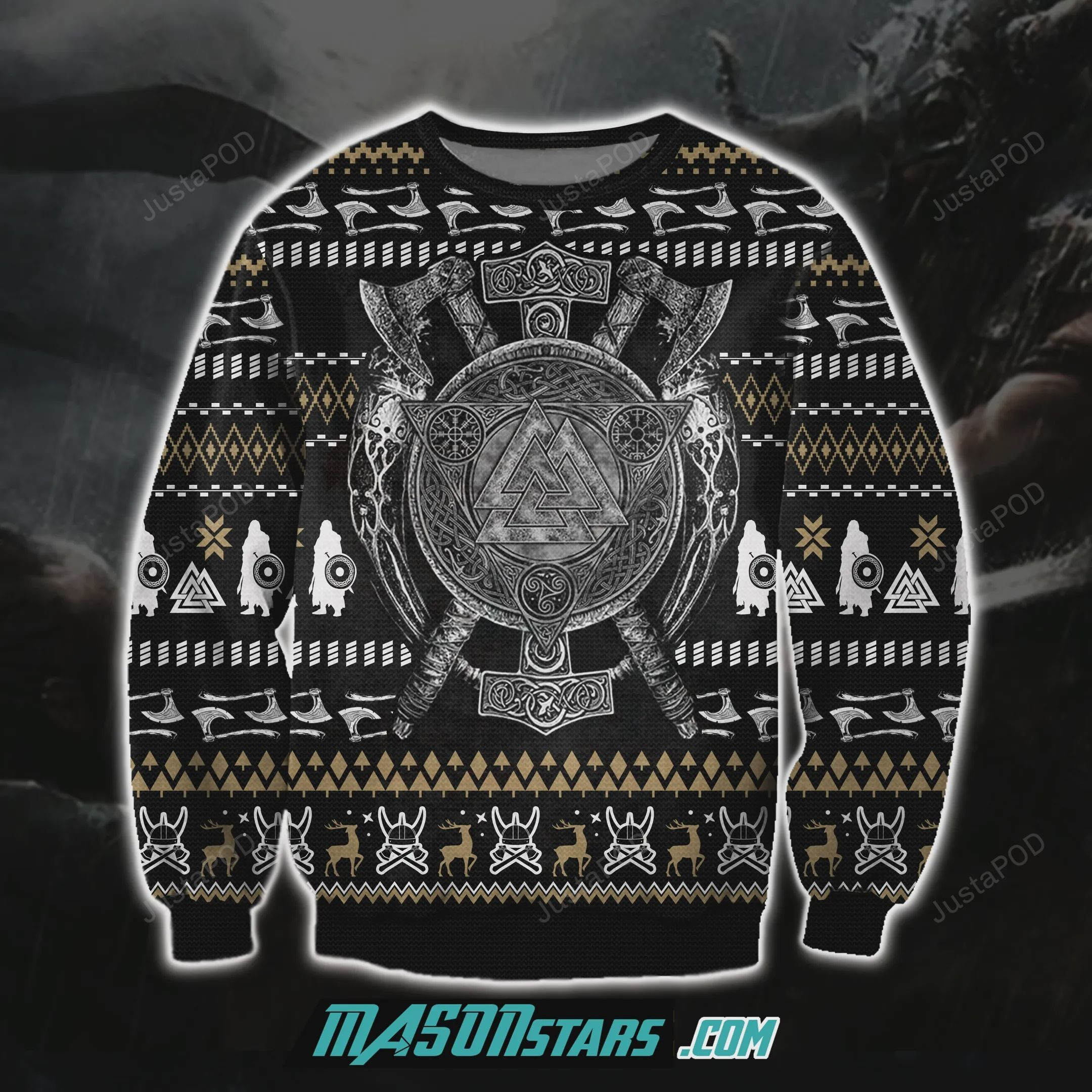 Viking 3D Print Knitting Pattern Ugly Christmas Sweater Adult 3D Funny Matching for family