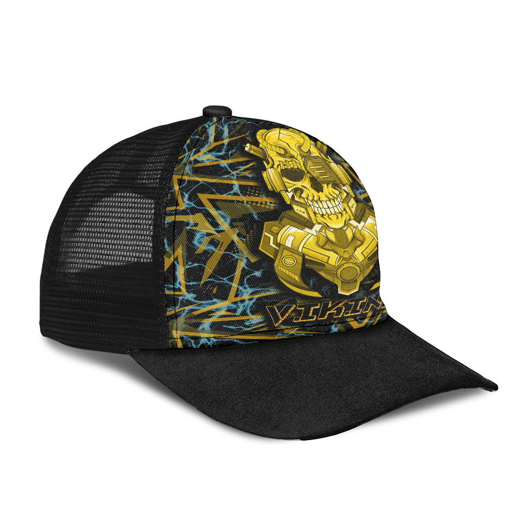 Viking 3D Warrior Robo Gold Pattern Mesh Back Cap Trucker Hats Custom Hats Gifts For Men & Women