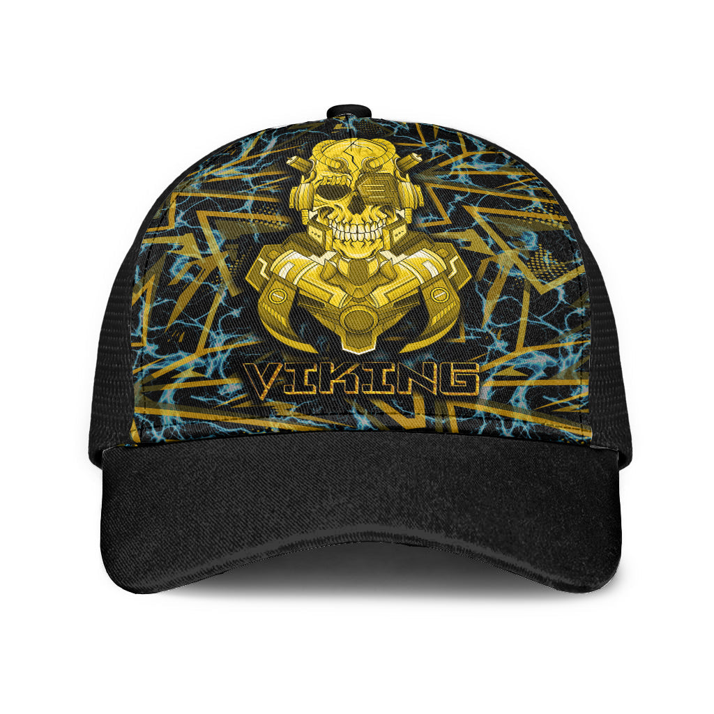 Viking 3D Warrior Robo Gold Pattern Mesh Back Cap Trucker Hats Custom Hats Gifts For Men & Women