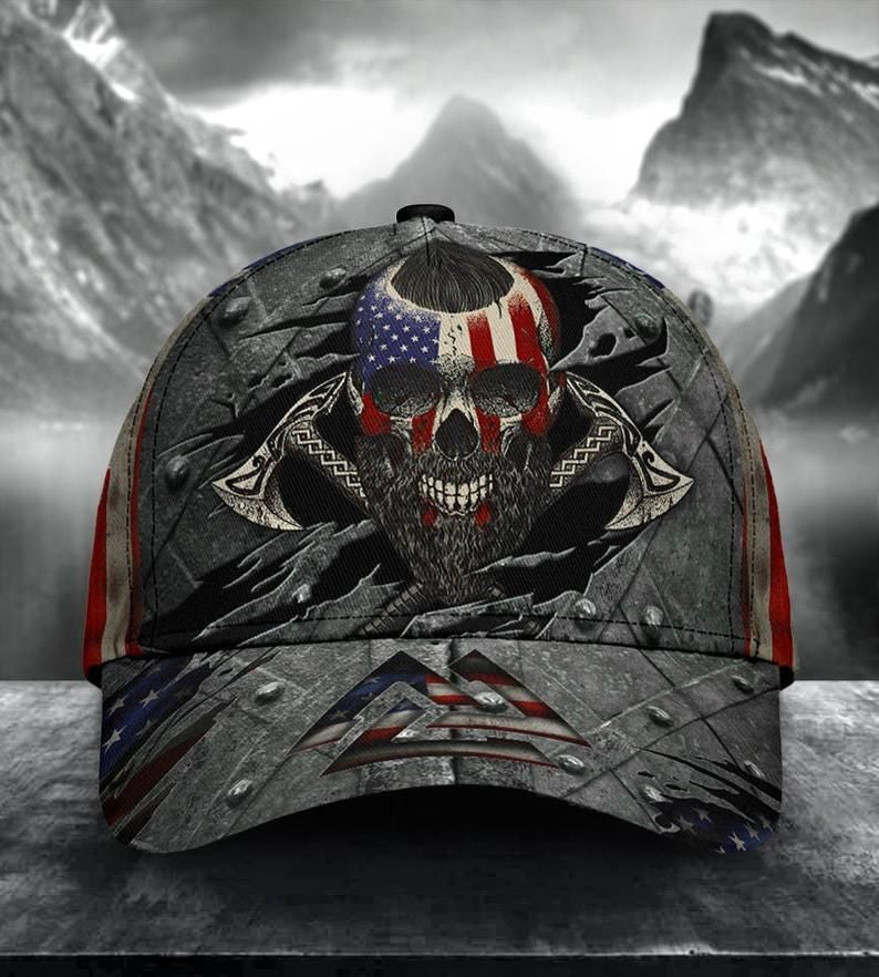 Viking American Flag Classic Cap 3D, Unisex Hat, Classical Cap, Women And Men Cap Trucker Hats Custom Hats Gifts For Men & Women