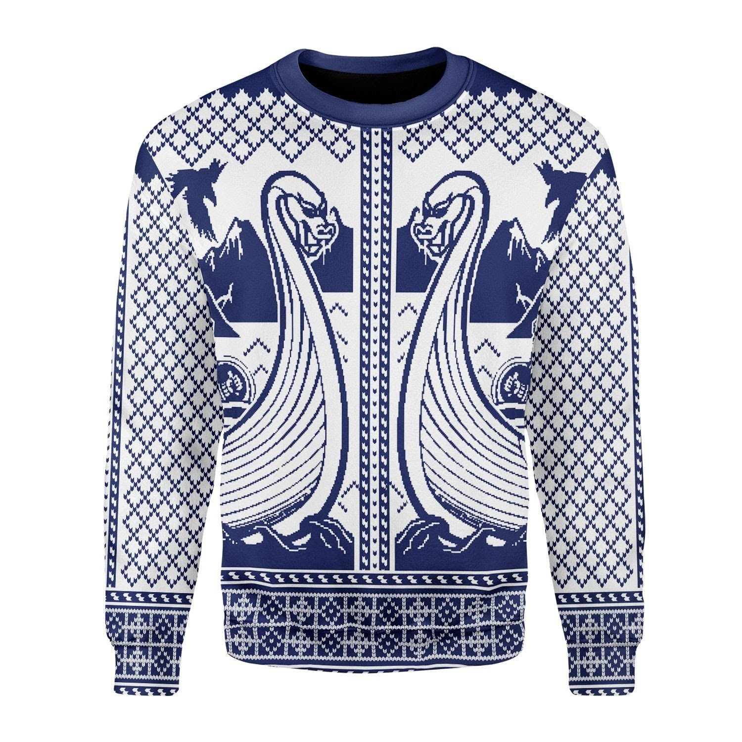 Viking Boat Ugly Christmas Sweater Adult 3D Funny Matching for family