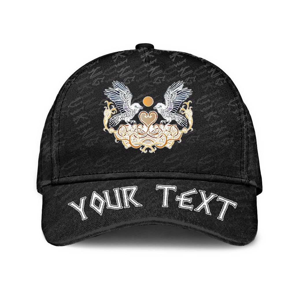 Viking Classic Cap (Custom) Raven With Open Wings Against Sacred Sign Of Vikings Classic Cap RLT12 Trucker Hats Custom Hats Gifts For Men & Women