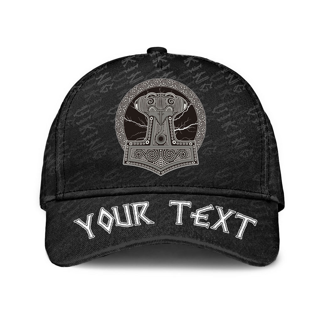 Viking Classic Cap (Custom) Thor's Hammer Mjollnir Against The Backdrop Of The Glittering Lightning Classic Cap RLT12 Trucker Hats Custom Hats Gifts For Men & Women