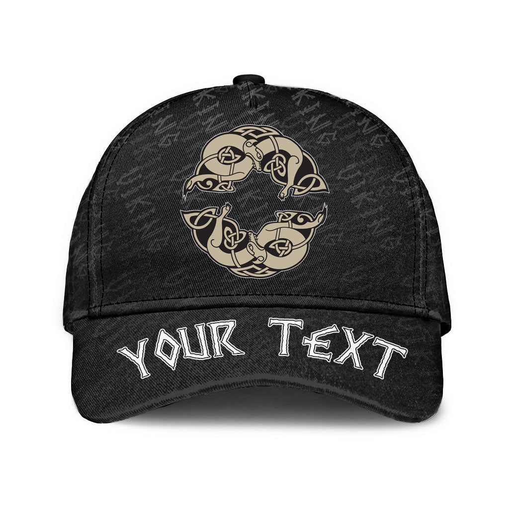 Viking Classic Cap (Custom) Two Wolves Of Odin Geri and Freki Scandinavian and Celtic Style Classic Cap RLT12 Trucker Hats Custom Hats Gifts For Men & Women