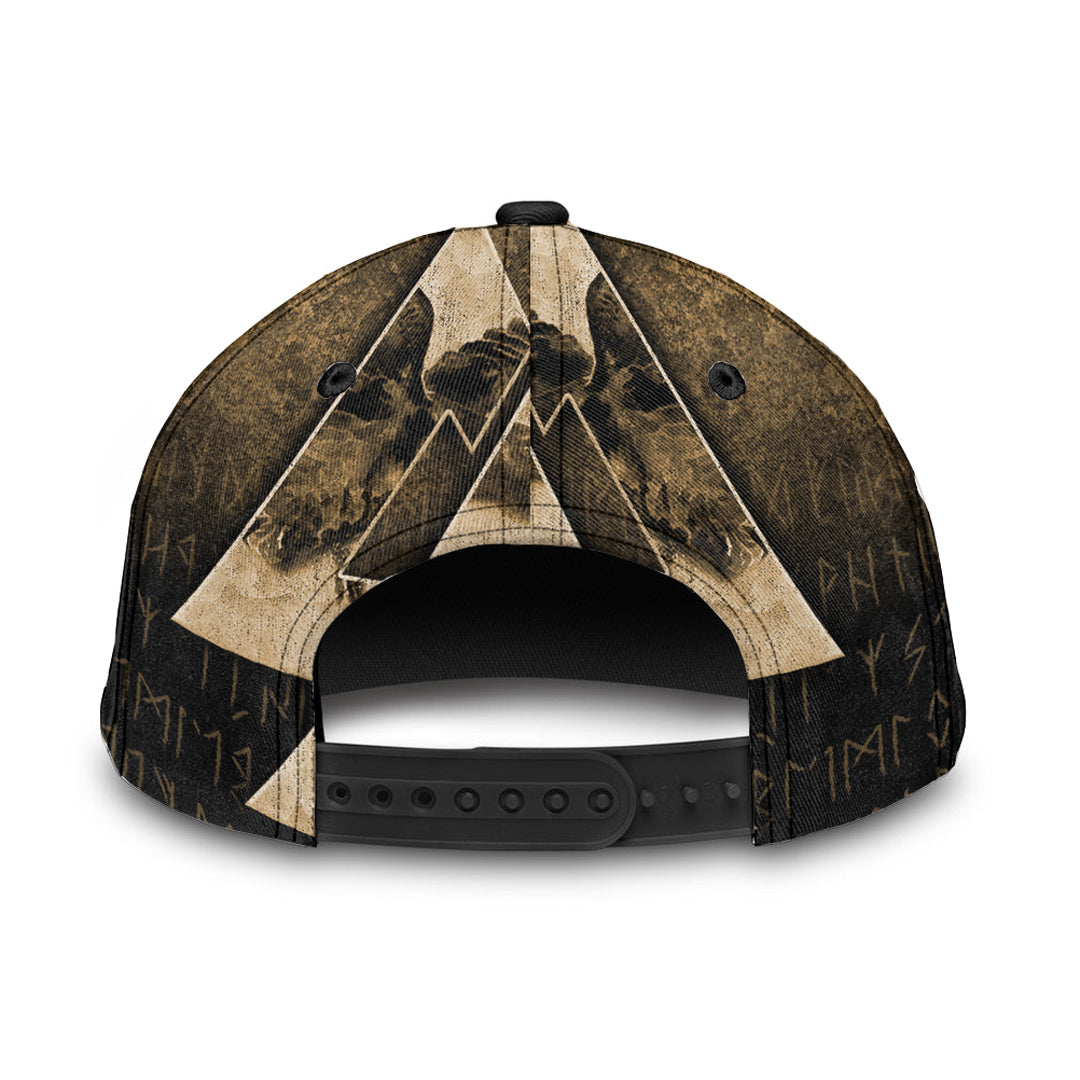 Viking Classic Cap Huginn Muninn Ravens from Odin Viking Gold Version Classic Cap RLT12 Trucker Hats Custom Hats Gifts For Men & Women