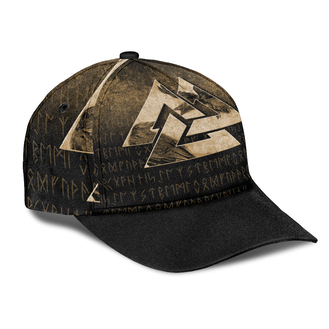 Viking Classic Cap Huginn Muninn Ravens from Odin Viking Gold Version Classic Cap RLT12 Trucker Hats Custom Hats Gifts For Men & Women