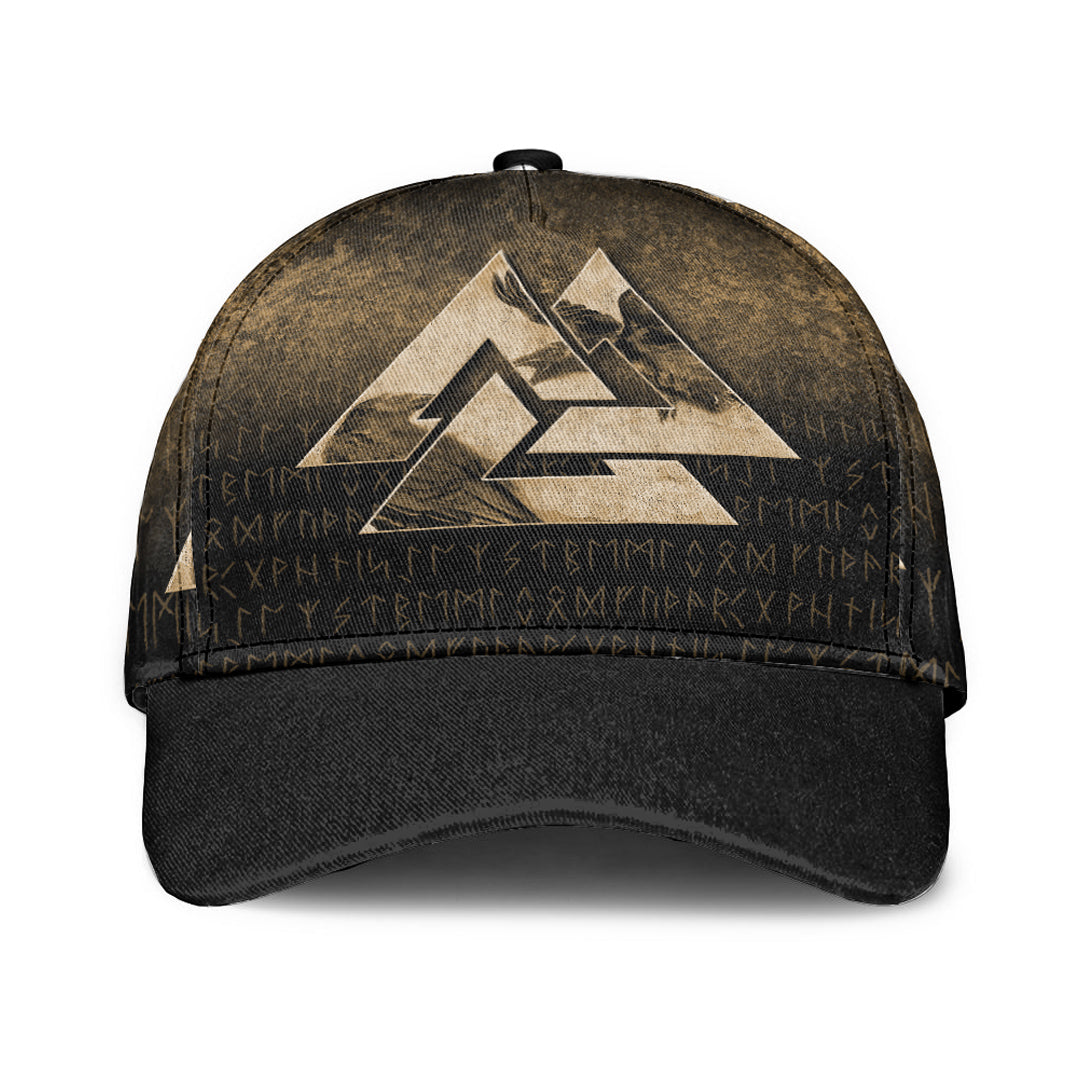 Viking Classic Cap Huginn Muninn Ravens from Odin Viking Gold Version Classic Cap RLT12 Trucker Hats Custom Hats Gifts For Men & Women