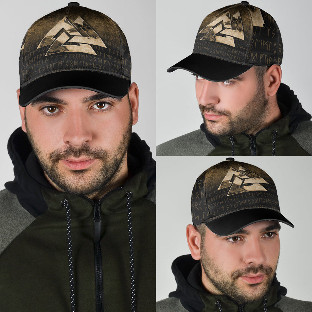 Viking Classic Cap Huginn Muninn Ravens from Odin Viking Gold Version Classic Cap RLT12 Trucker Hats Custom Hats Gifts For Men & Women