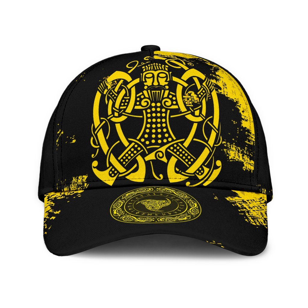 Viking Classic Cap, Loki Bound Triskele Rune Gold RLT12 Trucker Hats Custom Hats Gifts For Men & Women