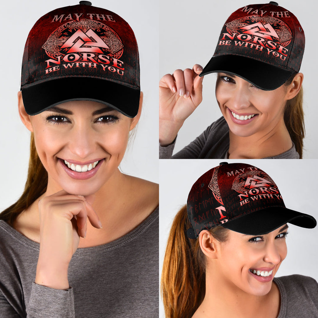 Viking Classic Cap May The Norse Be With You Viking Red Version Classic Cap RLT12 Trucker Hats Custom Hats Gifts For Men & Women