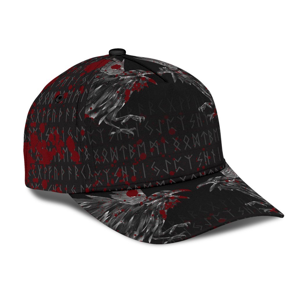 Viking Classic Cap Odin Huginn and Muninn Rune Blood RLT12 Trucker Hats Custom Hats Gifts For Men & Women