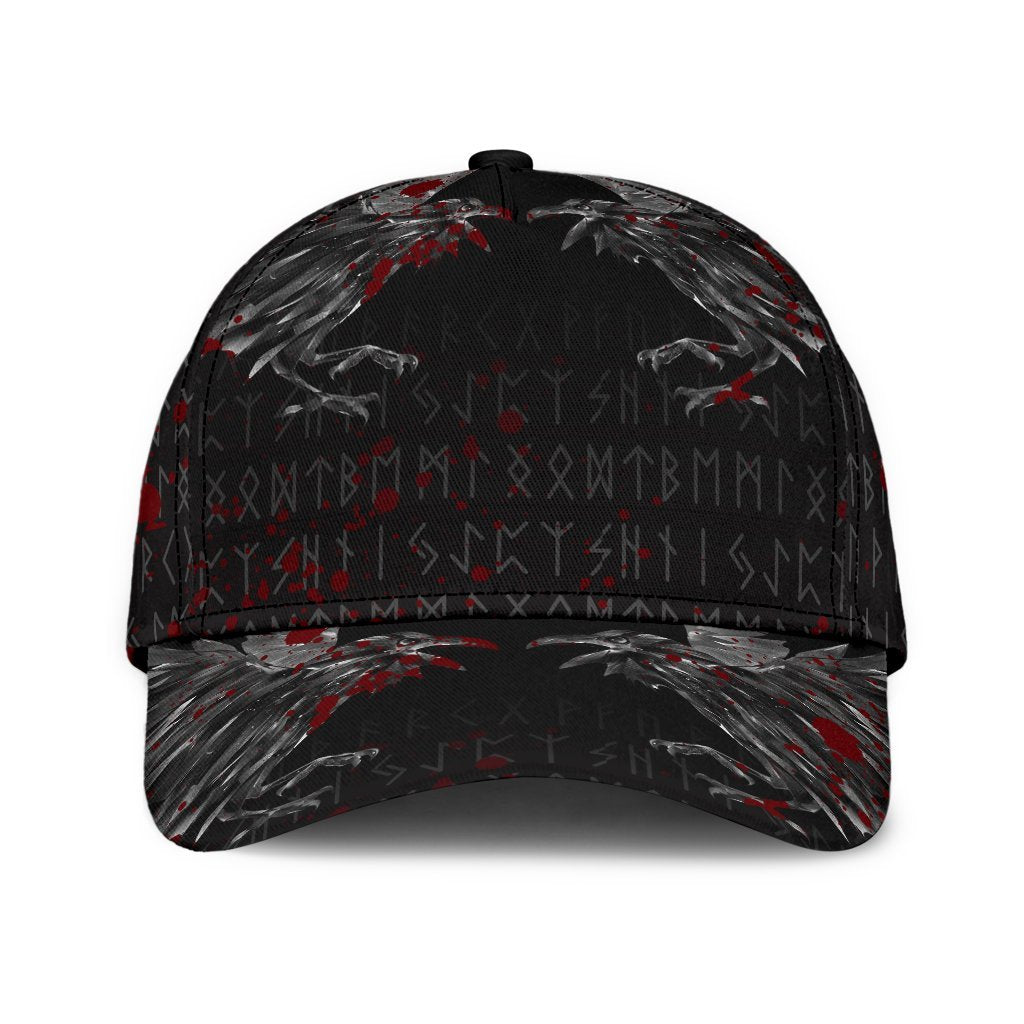 Viking Classic Cap Odin Huginn and Muninn Rune Blood RLT12 Trucker Hats Custom Hats Gifts For Men & Women