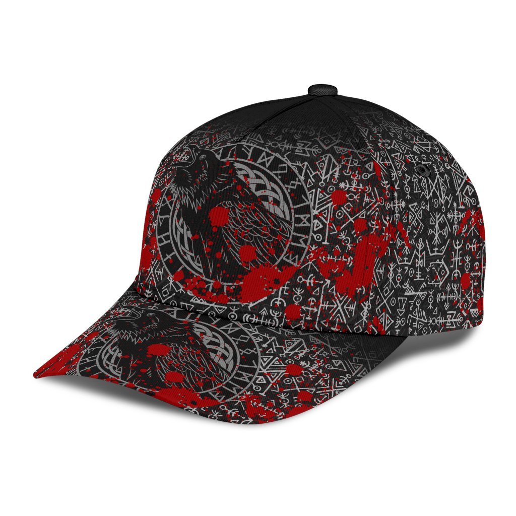 Viking Classic Cap Odin Raven Rune Futhark Blood RLT12 Trucker Hats Custom Hats Gifts For Men & Women