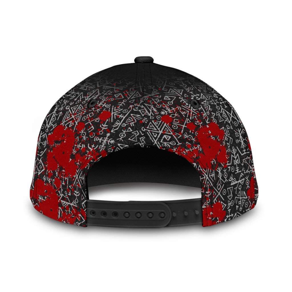 Viking Classic Cap Odin Raven Rune Futhark Blood RLT12 Trucker Hats Custom Hats Gifts For Men & Women