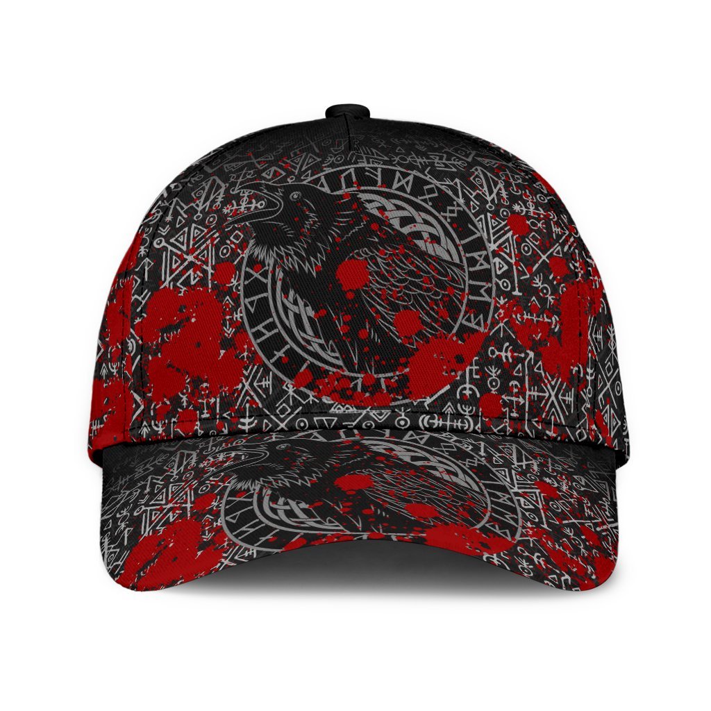 Viking Classic Cap Odin Raven Rune Futhark Blood RLT12 Trucker Hats Custom Hats Gifts For Men & Women
