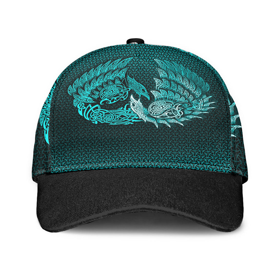 Viking Classic Cap Ragnarok Huginn Muninn Cyan Version Classic Cap RLT12 Trucker Hats Custom Hats Gifts For Men & Women