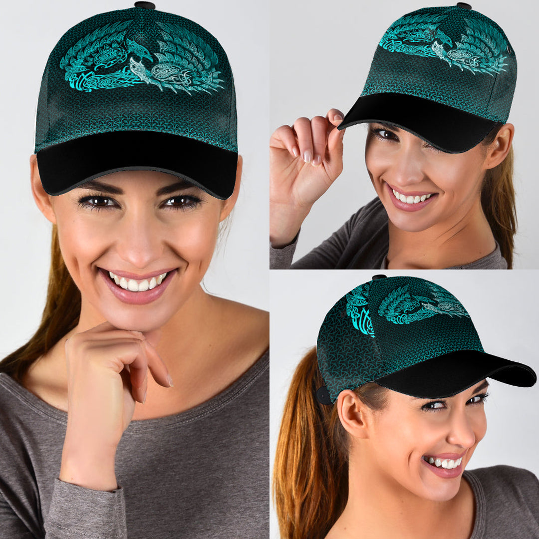 Viking Classic Cap Ragnarok Huginn Muninn Cyan Version Classic Cap RLT12 Trucker Hats Custom Hats Gifts For Men & Women