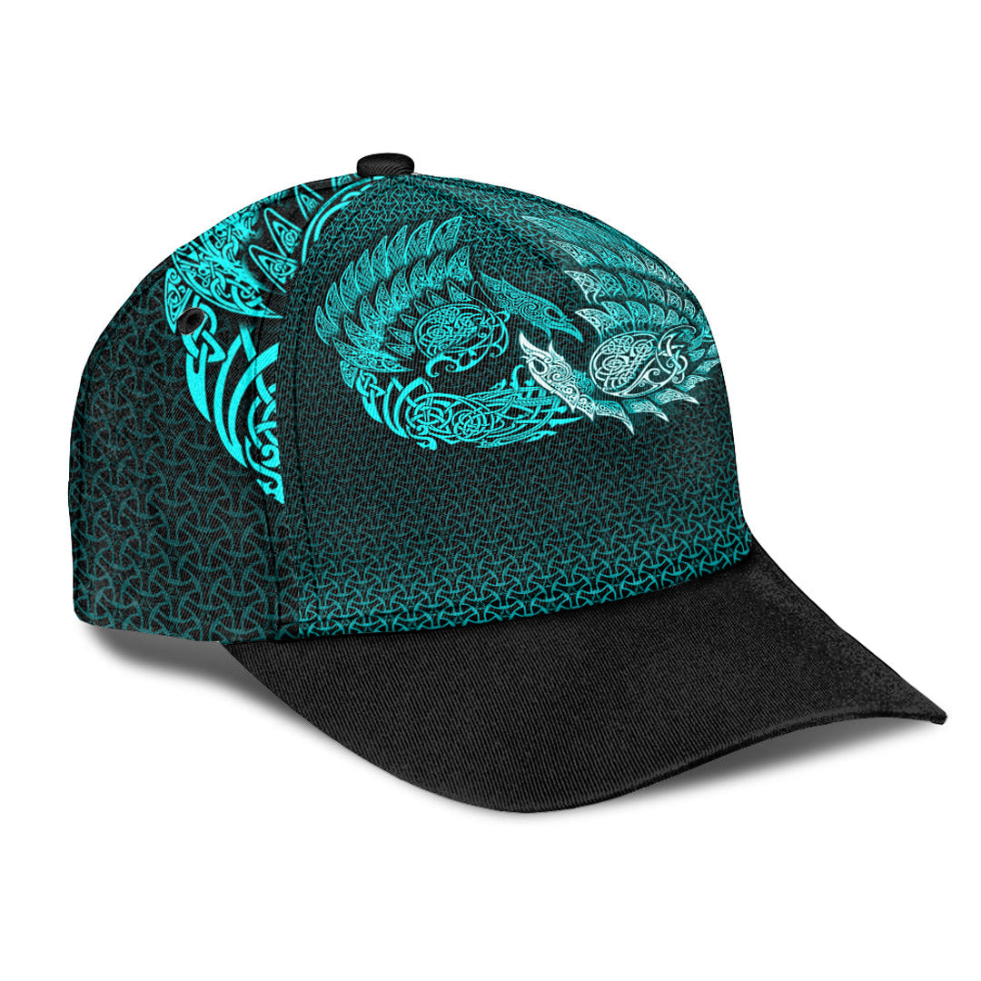 Viking Classic Cap Ragnarok Huginn Muninn Cyan Version Classic Cap RLT12 Trucker Hats Custom Hats Gifts For Men & Women