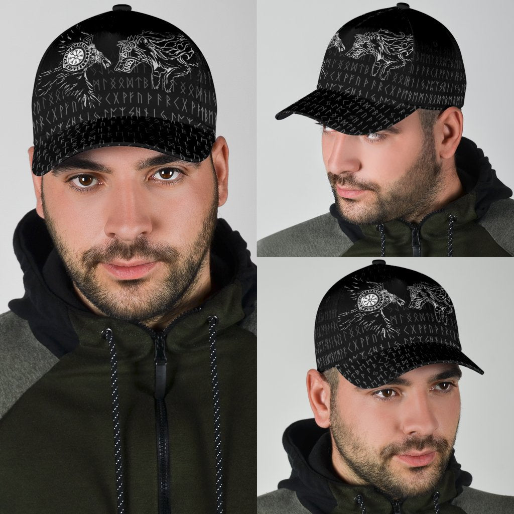 Viking Classic Cap Raven and Wolf Special Tattoo RLT12 Trucker Hats Custom Hats Gifts For Men & Women