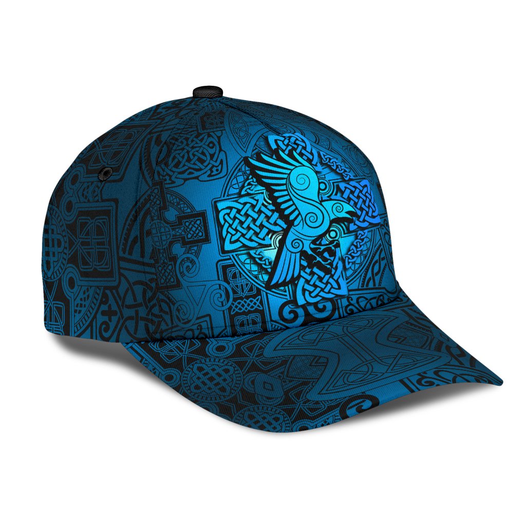 Viking Classic Cap Raven Odin Celtic Cyan RLT12 Trucker Hats Custom Hats Gifts For Men & Women