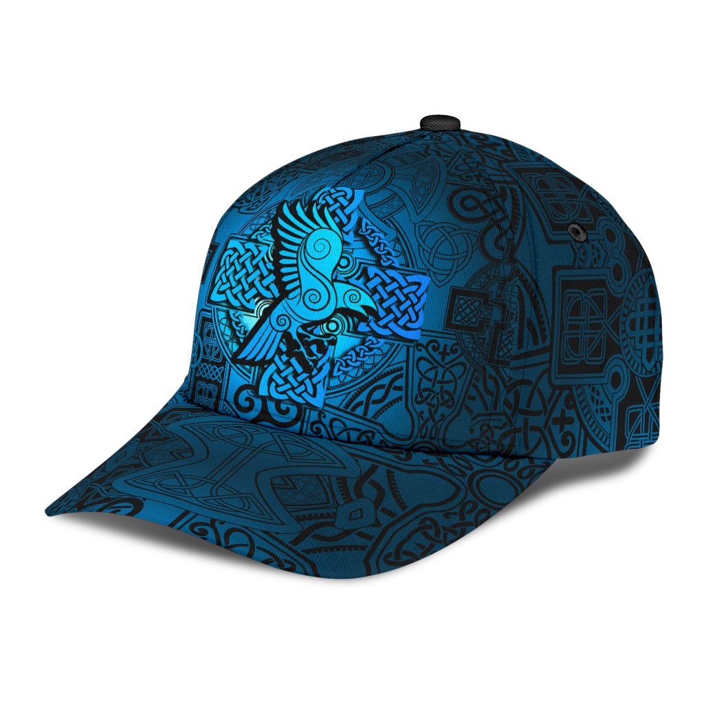 Viking Classic Cap Raven Odin Celtic Cyan RLT12 Trucker Hats Custom Hats Gifts For Men & Women